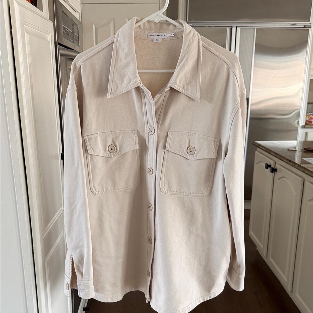 Good American cream/beige lightweight Shacket EUC, size L/XL